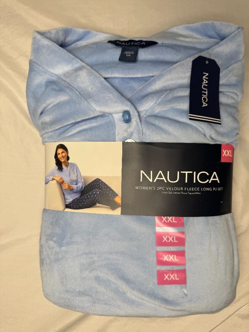 Nautica Women's XXL Velour Fleece Pajama Set Blue Navy 2 Piece NWT